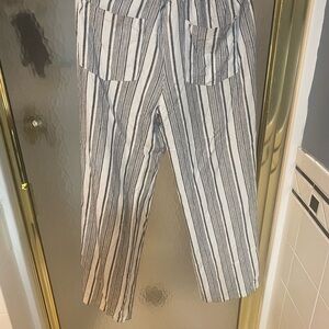 Black gray and white striped linen pants size XL